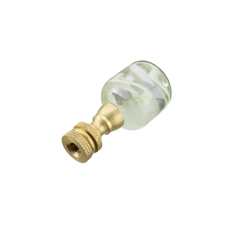 Clear and Green Glass Lamp Finial with Copper Base