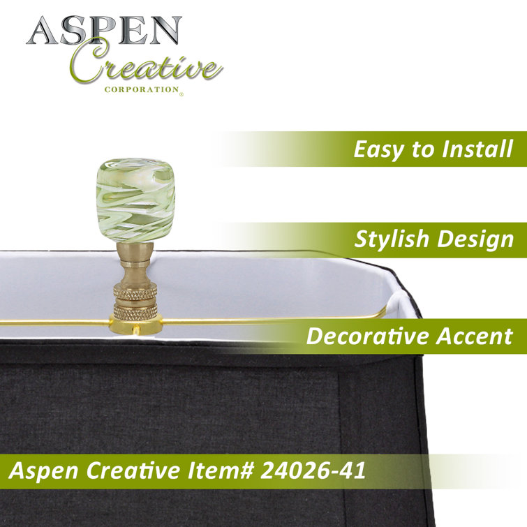 Clear and Green Glass Lamp Finial with Copper Base