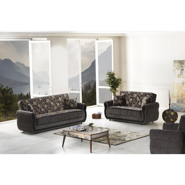 Modern Gray Chenille Sleeper Chair with Hidden Storage