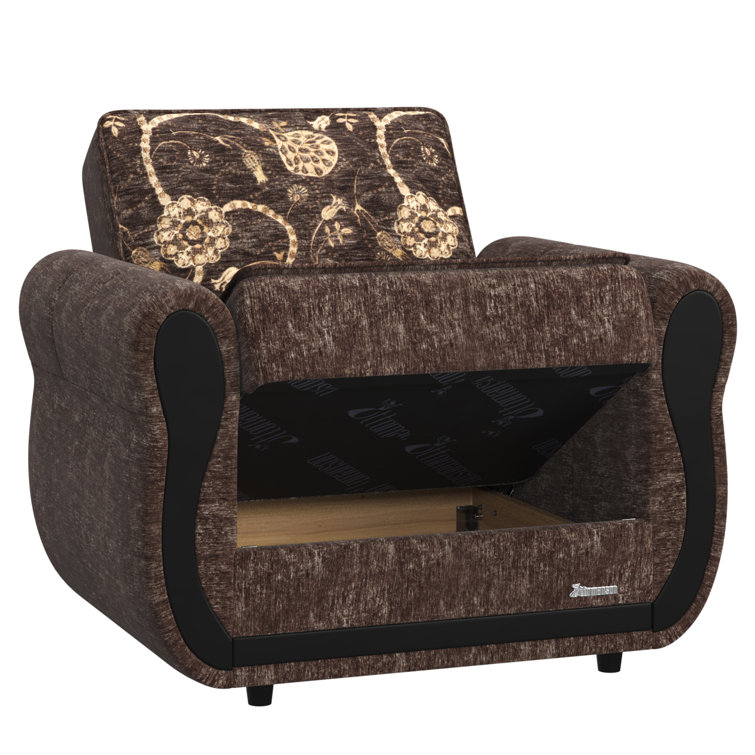 Modern Gray Chenille Sleeper Chair with Hidden Storage