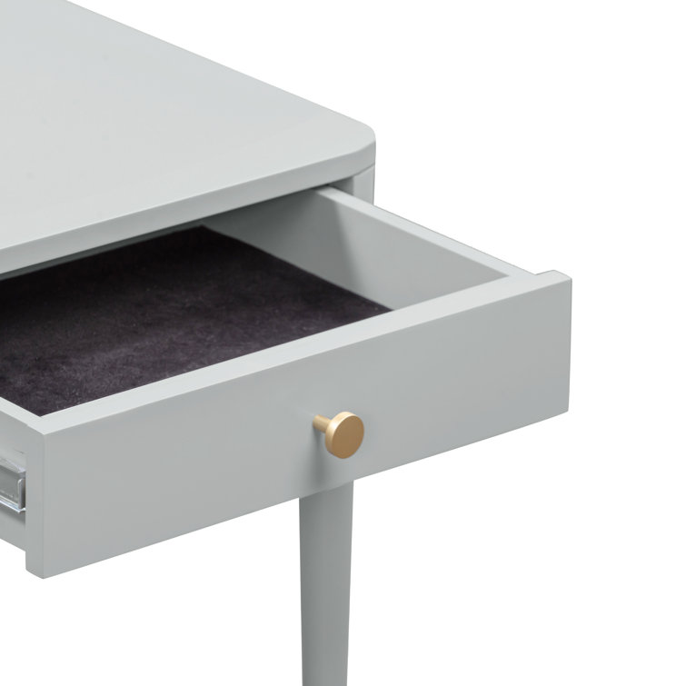 Julieta Gray Wood Nightstand with Brass Pull