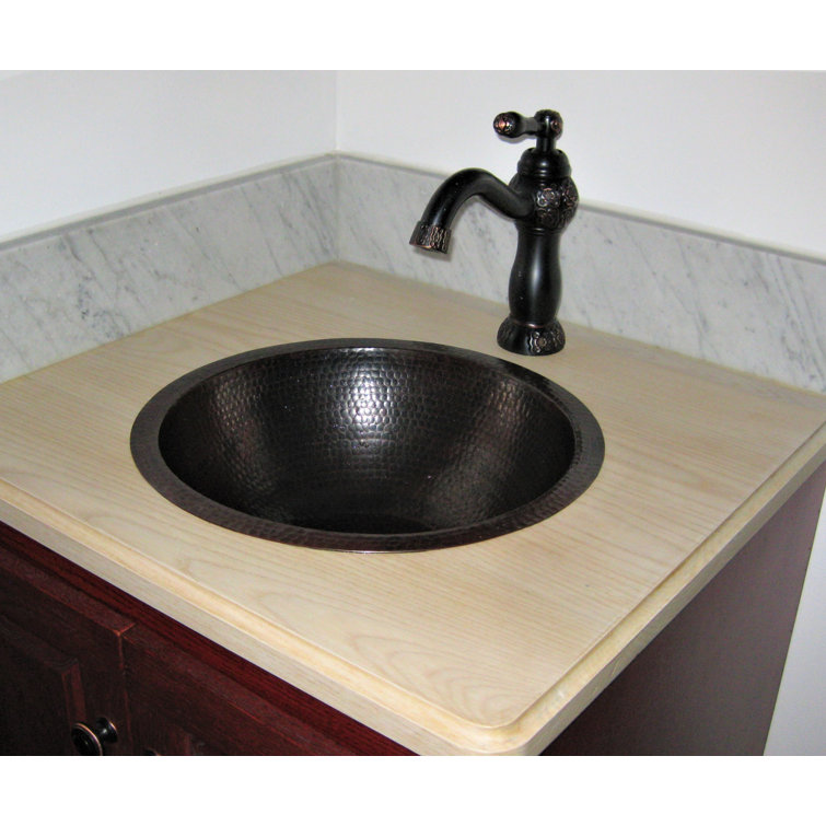 Hand Forged 15" Round Copper Hammered Bathroom Sink