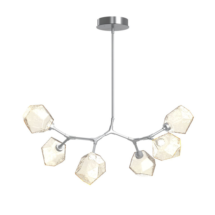 Amber Crystal Branch Chandelier with Classic Silver Finish