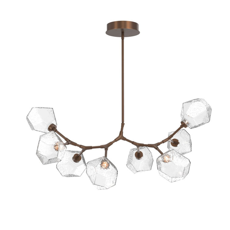 Black Crystal Branching Bubble Chandelier with Handblown Glass