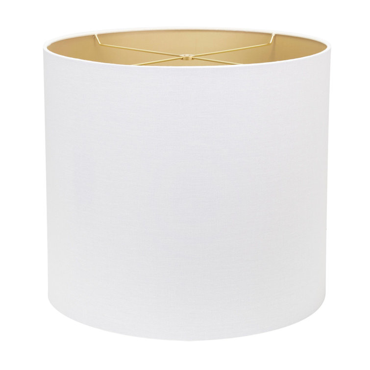 White Linen Drum Lamp Shade with Gold Lining, 18"