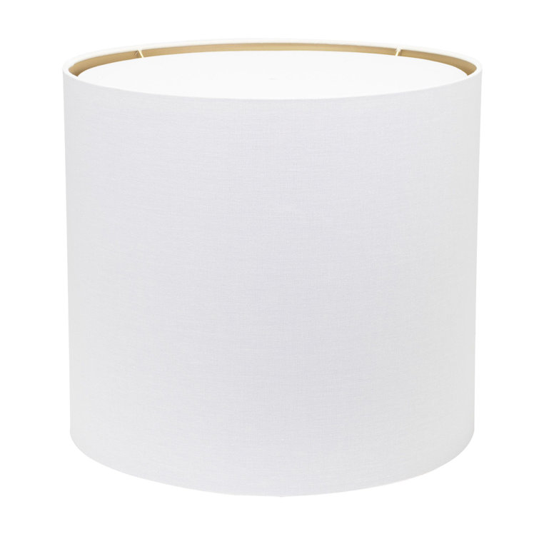White Linen Drum Lamp Shade with Gold Lining, 18"