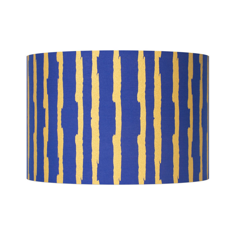 15'' Blue and Gold Linen Drum Lamp Shade