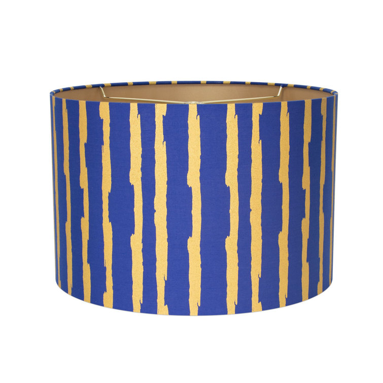 15'' Blue and Gold Linen Drum Lamp Shade