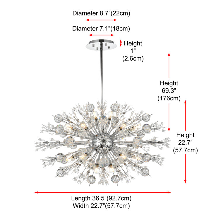 Vera 24-Light Chrome Crystal Starburst Pendant