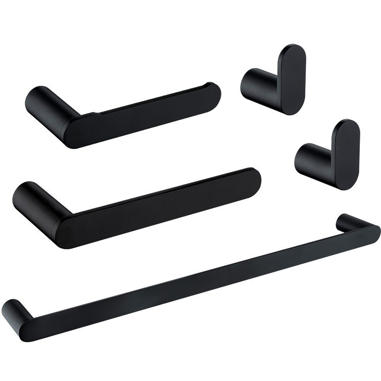 Matte Black Stainless Steel 5-Piece Bathroom Hardware Set