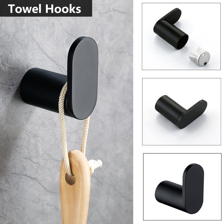 Matte Black Stainless Steel 5-Piece Bathroom Hardware Set