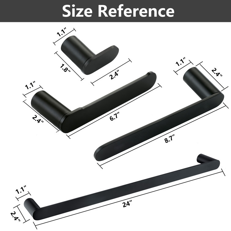 Matte Black Stainless Steel 5-Piece Bathroom Hardware Set