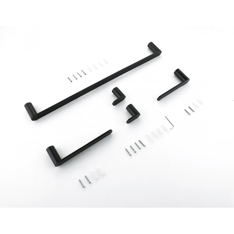 Matte Black Stainless Steel 5-Piece Bathroom Hardware Set