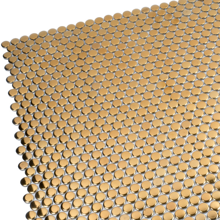 Cirkel Gold Glossy Porcelain Penny Tile Mosaic Sheet