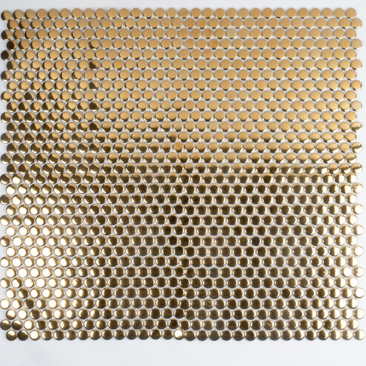 Cirkel Gold Glossy Porcelain Penny Tile Mosaic Sheet