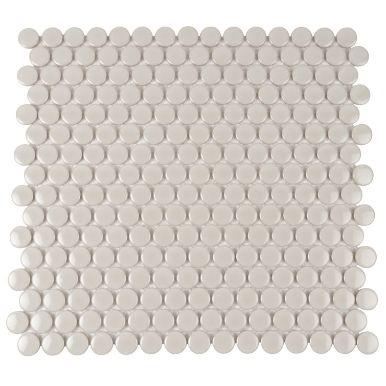 Portland Gray Glossy Porcelain Penny Round Mosaic Tile