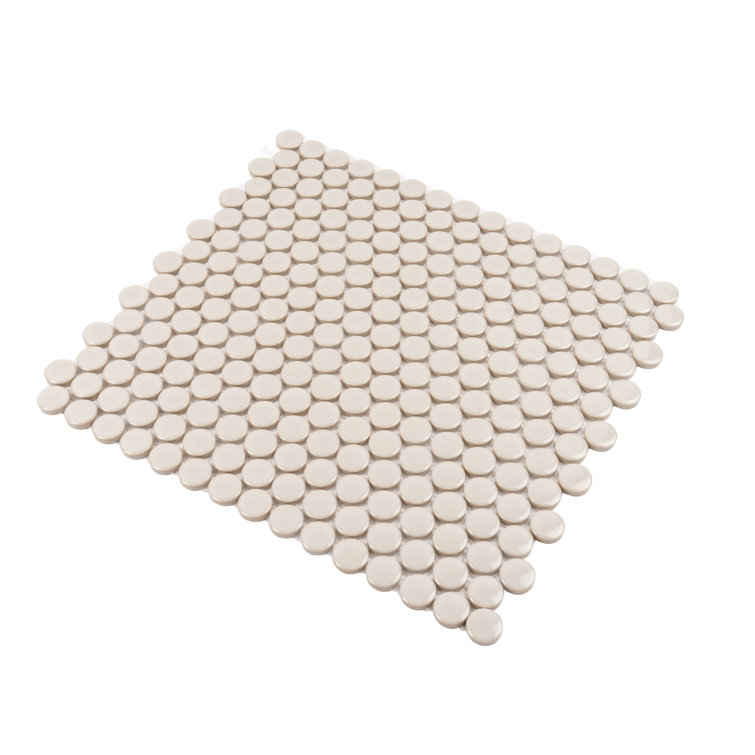 Portland Gray Glossy Porcelain Penny Round Mosaic Tile