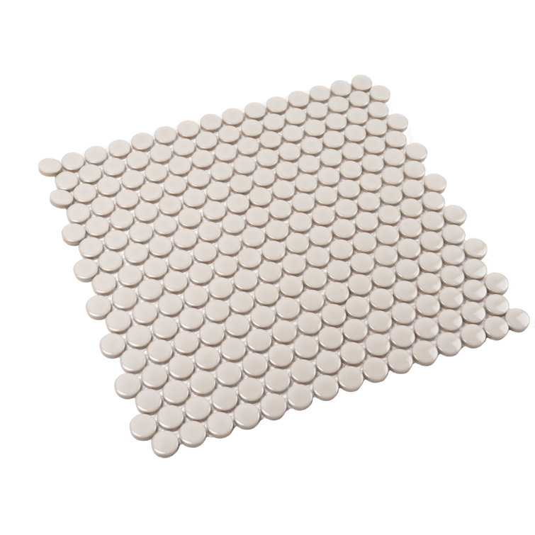 Portland Gray Glossy Porcelain Penny Round Mosaic Tile