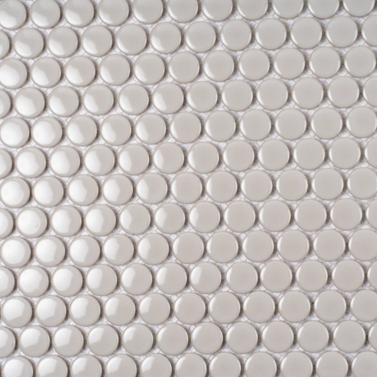 Portland Gray Glossy Porcelain Penny Round Mosaic Tile