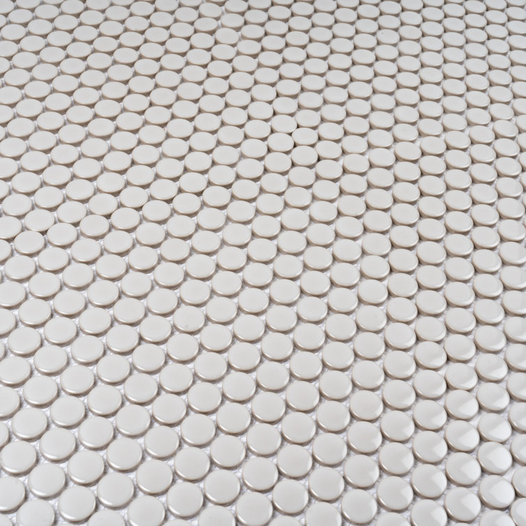 Portland Gray Glossy Porcelain Penny Round Mosaic Tile