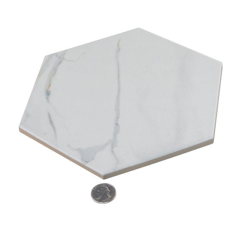Splendor Matte White Porcelain Hexagon Tile for Wall and Floor