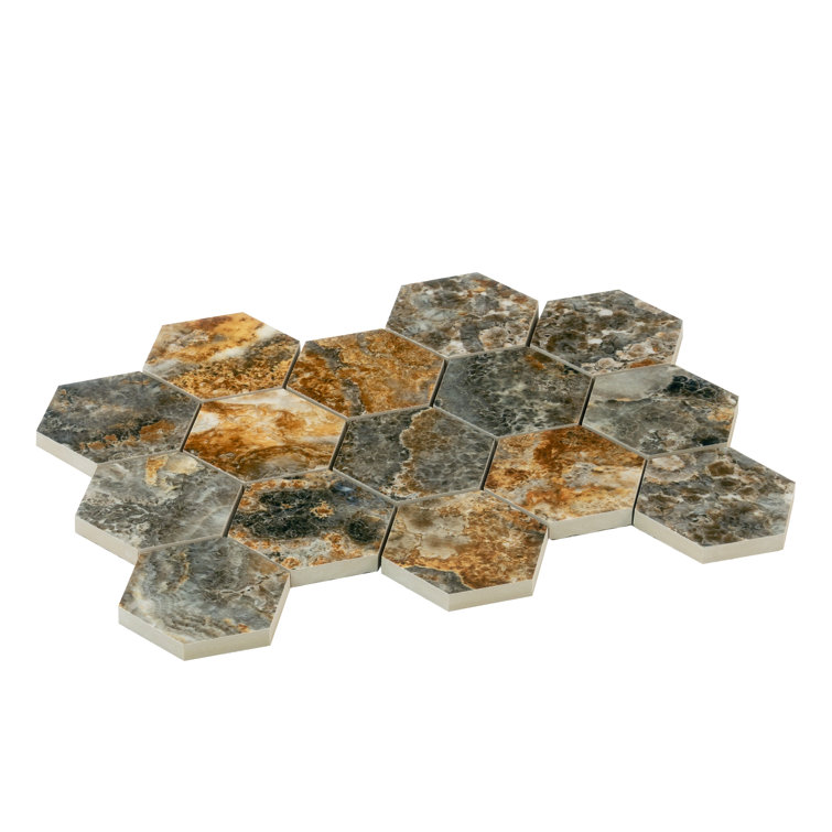 Splendor 8.9'' x 12.8'' Polished Brown Porcelain Hexagon Mosaic Tile