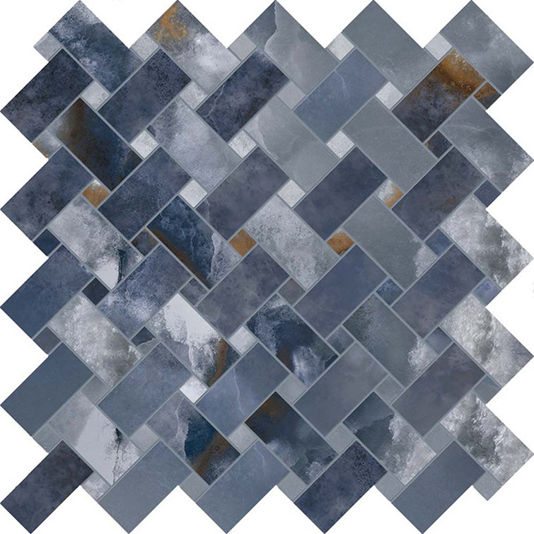 Splendor 11.81'' Matte Blue Porcelain Mosaic Tile Sheet