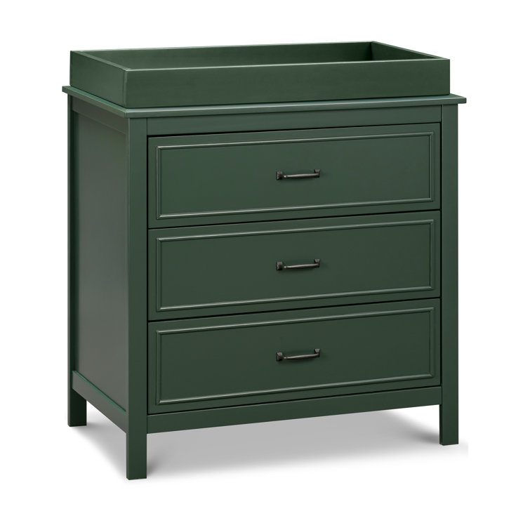 Forest Green 3-Drawer Nursery Dresser with Metal Pulls