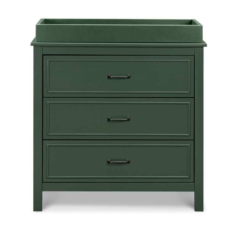 Forest Green 3-Drawer Nursery Dresser with Metal Pulls