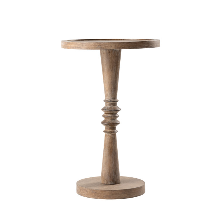 Farmhouse Rustic Distressed Wood Round Pedestal Drinking Table