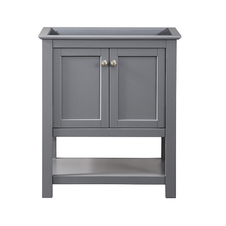 30" Grey Solid Wood & MDF Country Bathroom Vanity with Ceramic Sink