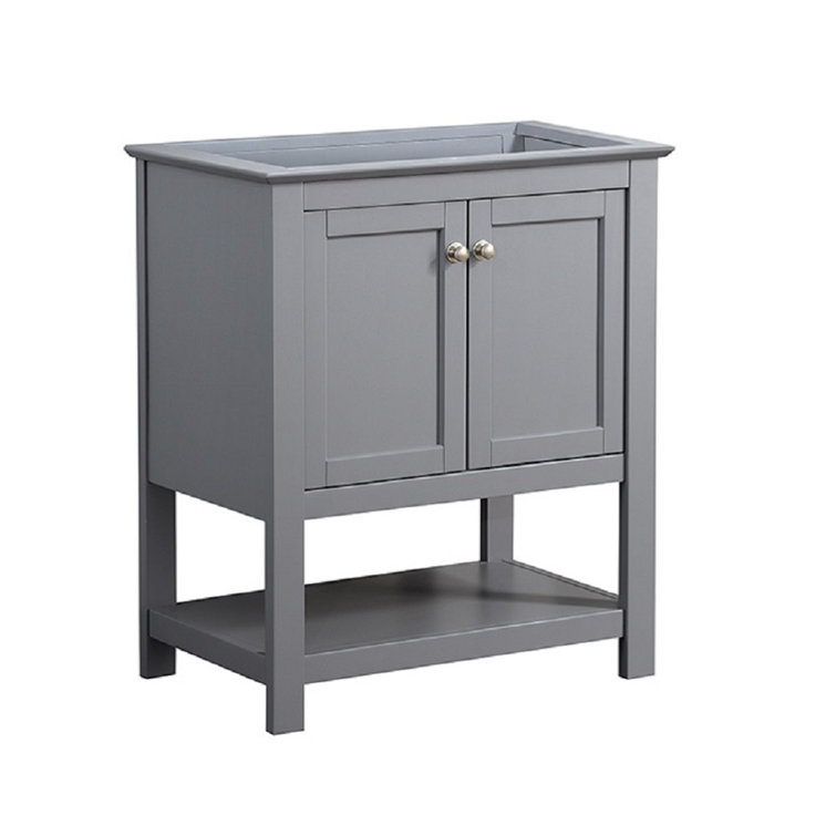 30" Grey Solid Wood & MDF Country Bathroom Vanity with Ceramic Sink