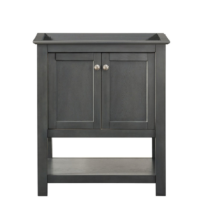 Manchester 30" Gray Solid Wood Freestanding Vanity with Ceramic Sink