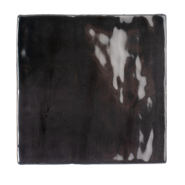 Silken Glossy Black Ceramic Square Wall and Floor Tile
