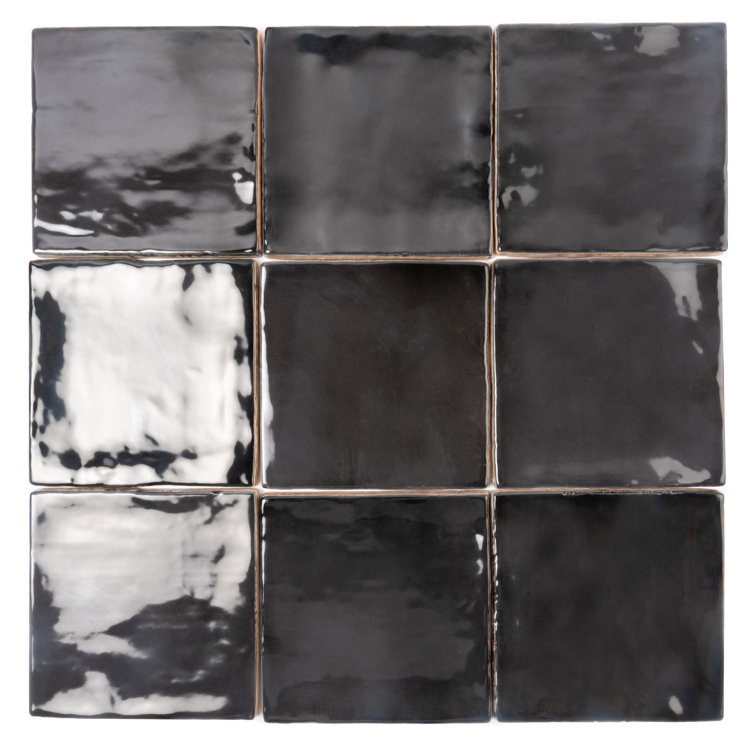 Silken Glossy Black Ceramic Square Wall and Floor Tile