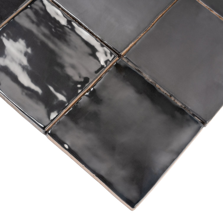 Silken Glossy Black Ceramic Square Wall and Floor Tile