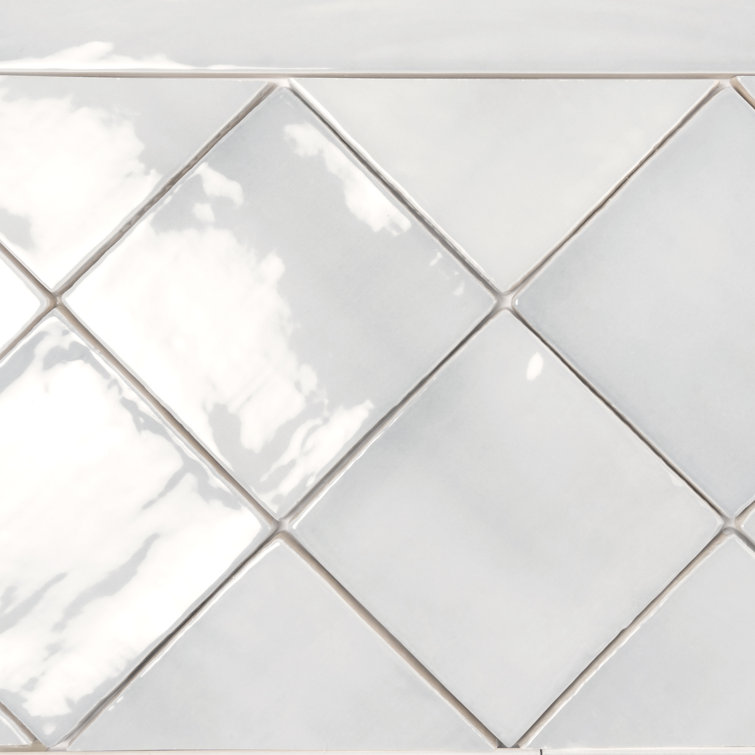 Silken 3.94" Gray Glossy Ceramic Square Wall and Floor Tile