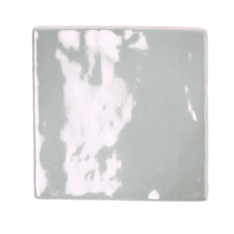 Silken 3.94" Gray Glossy Ceramic Square Wall and Floor Tile