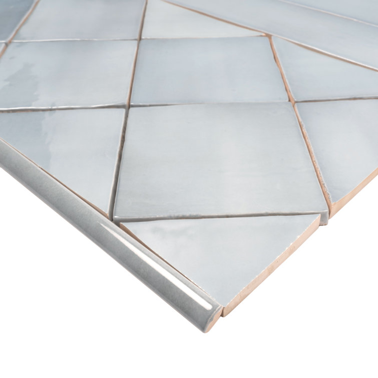 Silken 3.94" Gray Glossy Ceramic Square Wall and Floor Tile