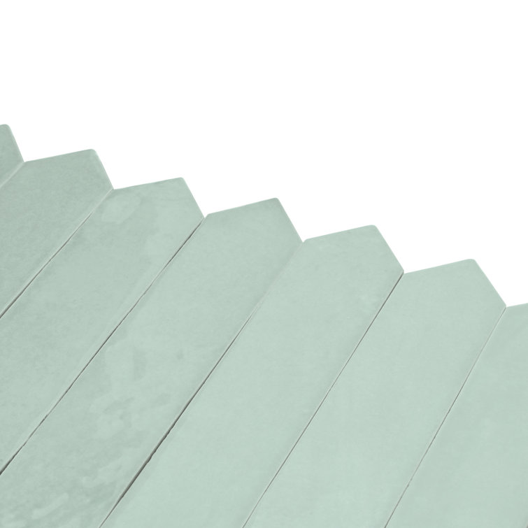 Pistachio Green Glossy Ceramic Picket Wall and Floor Tile