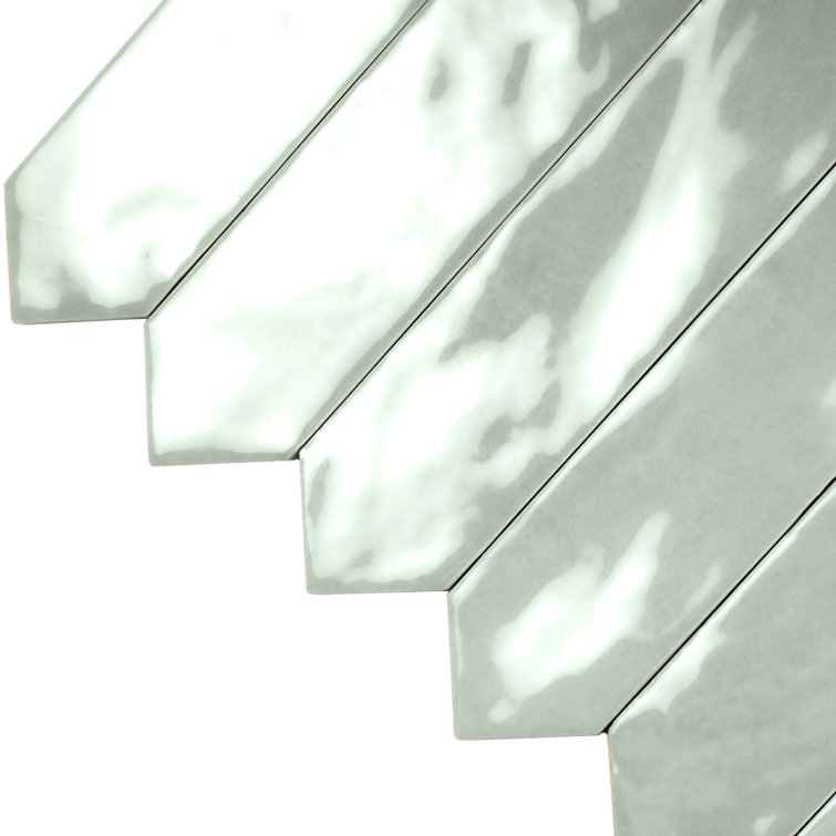 Pistachio Green Glossy Ceramic Picket Wall and Floor Tile