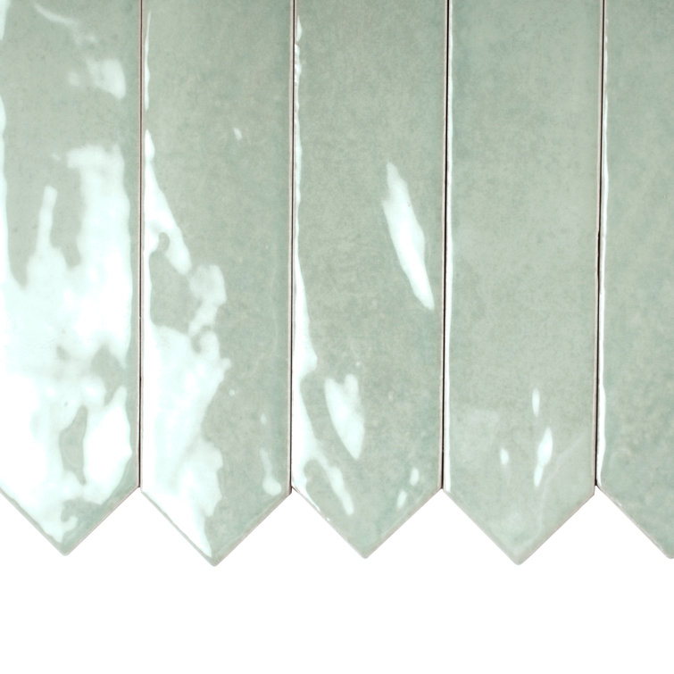 Pistachio Green Glossy Ceramic Picket Wall and Floor Tile