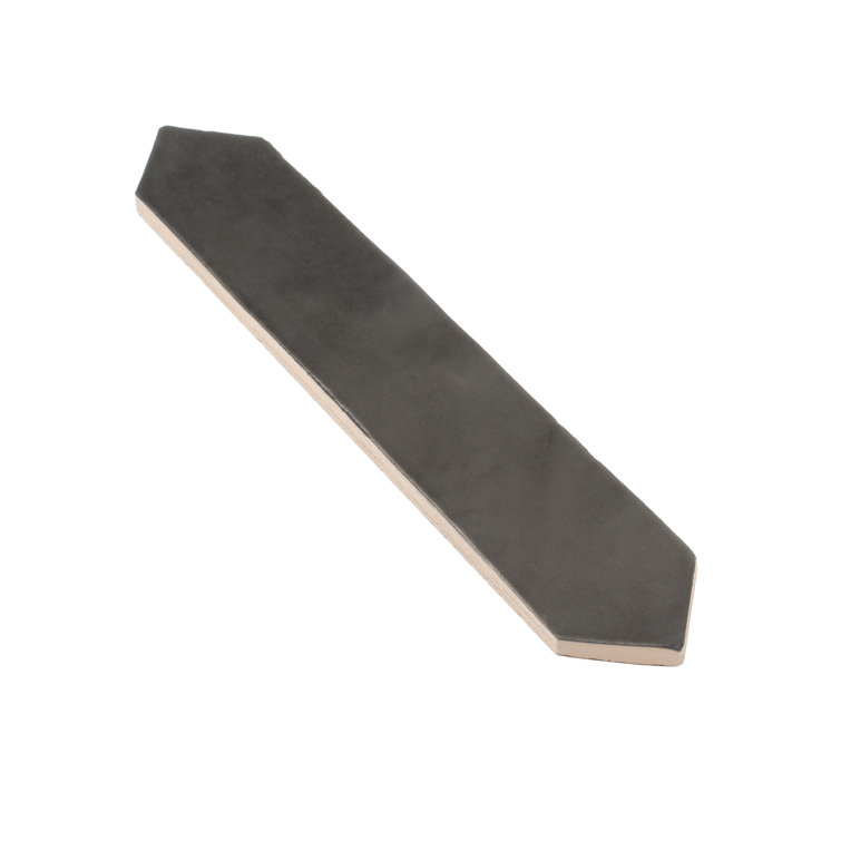 Matte Black Elongated Hexagon Ceramic Tile 1.7'' x 9.6''