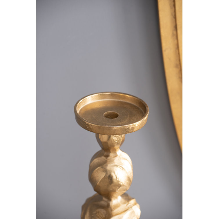 Gold and White Marble Aluminum Pillar Candle Holder