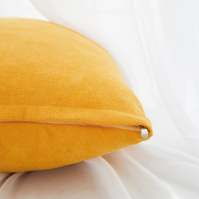 Yellow 20" Square Chenille Pillow Covers with Piped Edges