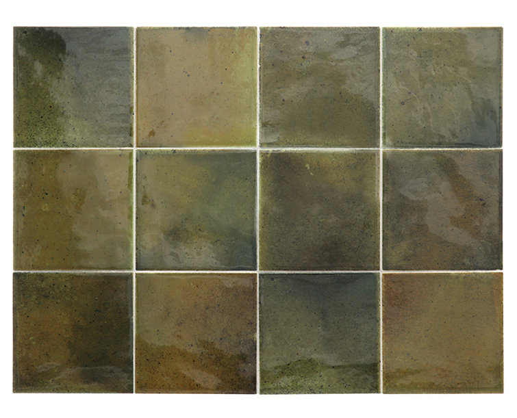 Olive Green Glossy Ceramic 4x4 Square Tile
