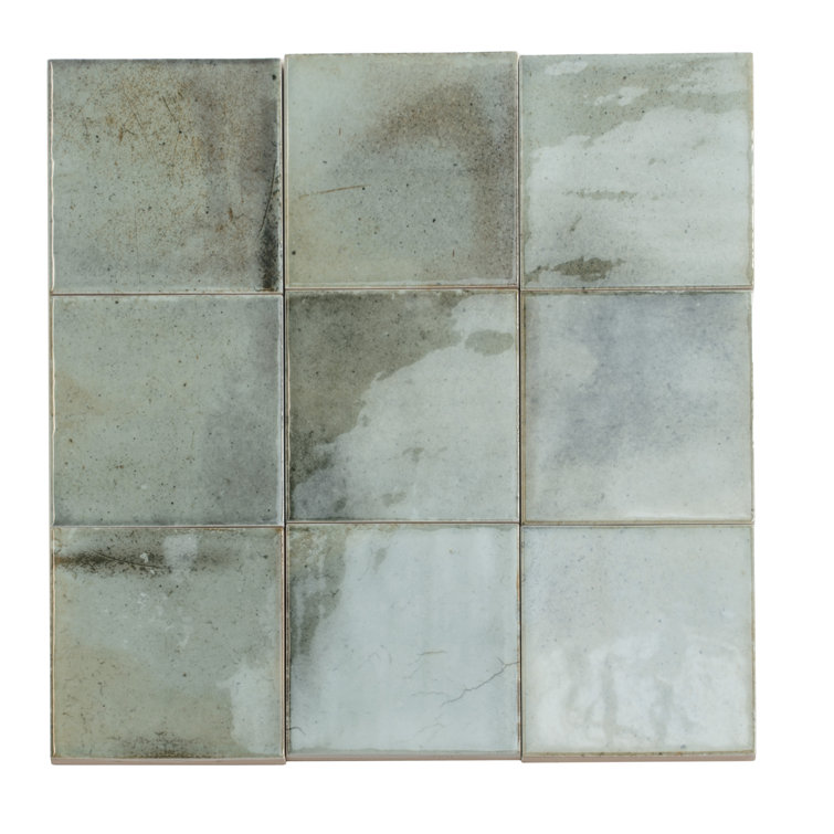 Antiek 4'' x 4'' Glossy Green Ceramic Tile