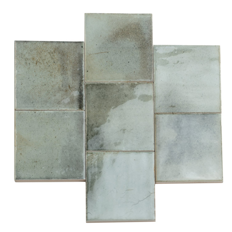 Antiek 4'' x 4'' Glossy Green Ceramic Tile