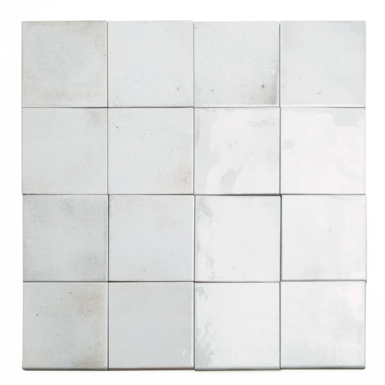 Antiek 3.94'' White Glossy Ceramic Square Tile