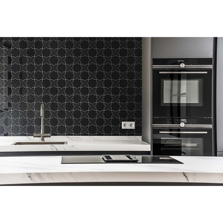 Siena Black Glossy Ceramic Cross-Shaped Wall and Floor Tile